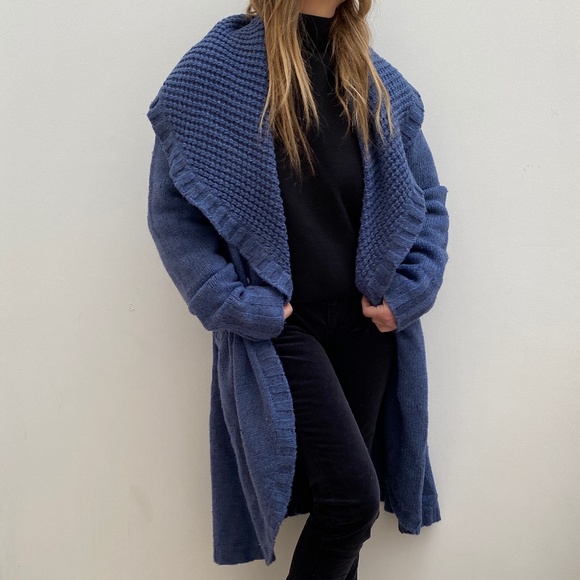 BNWT chunky knit  SweaterCoat w Pockets and convertible shawl collar - Picture 3 of 4